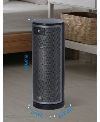 Ceramic Oscillating Tower Heater with Remote Control, Space Heater with Digital LED Display, Black