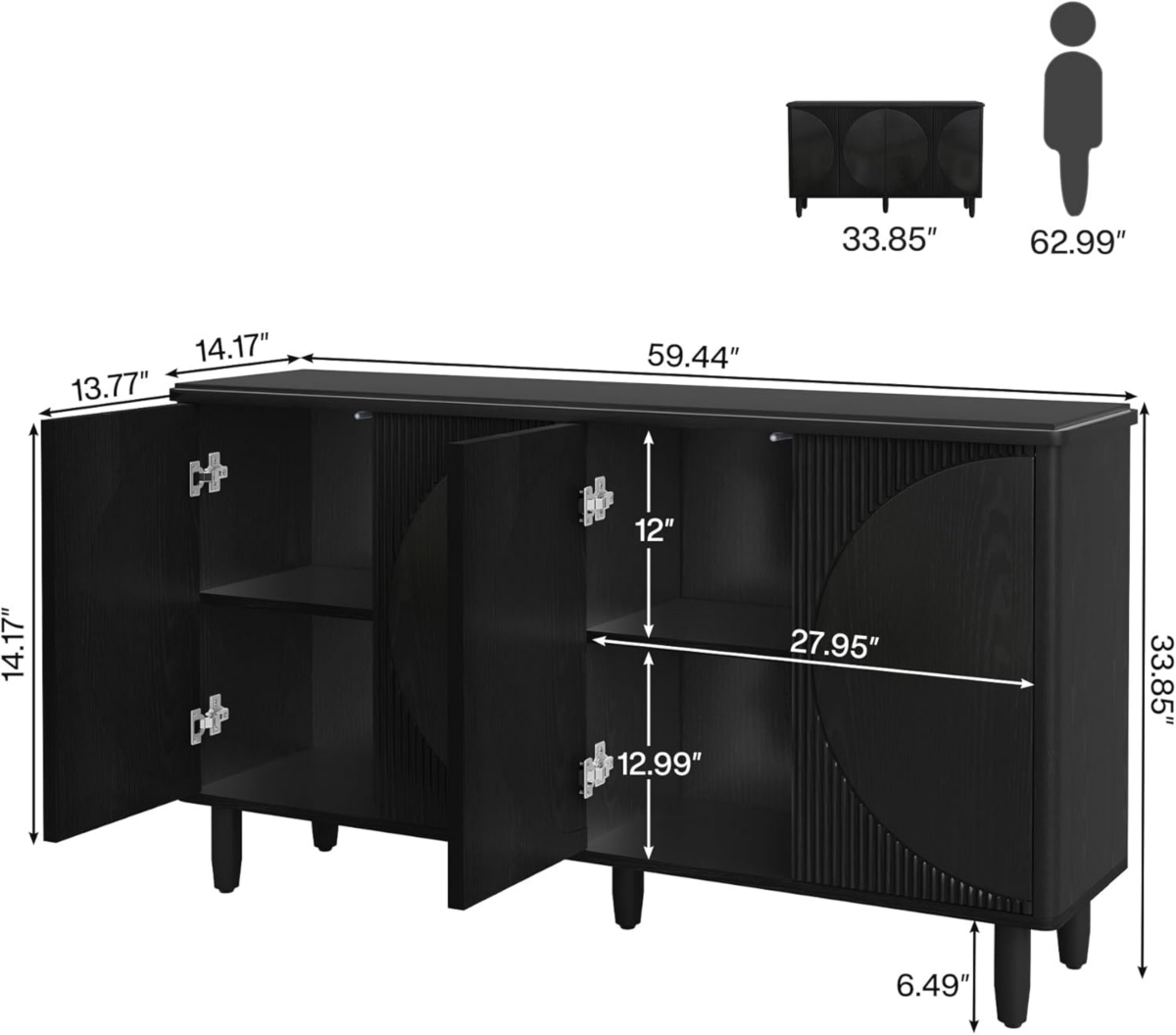 Tribesigns Sideboard Buffet Cabinet Set of 2, Modern Buffets Storage Cabinets with Adjustable Shelves, Wooden Credenza Accent Cabinet for Kitchen, Liv