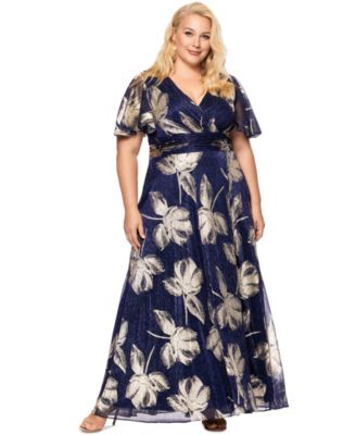 Betsy & Adam - Plus Size Metallic-Print A-Line Dress