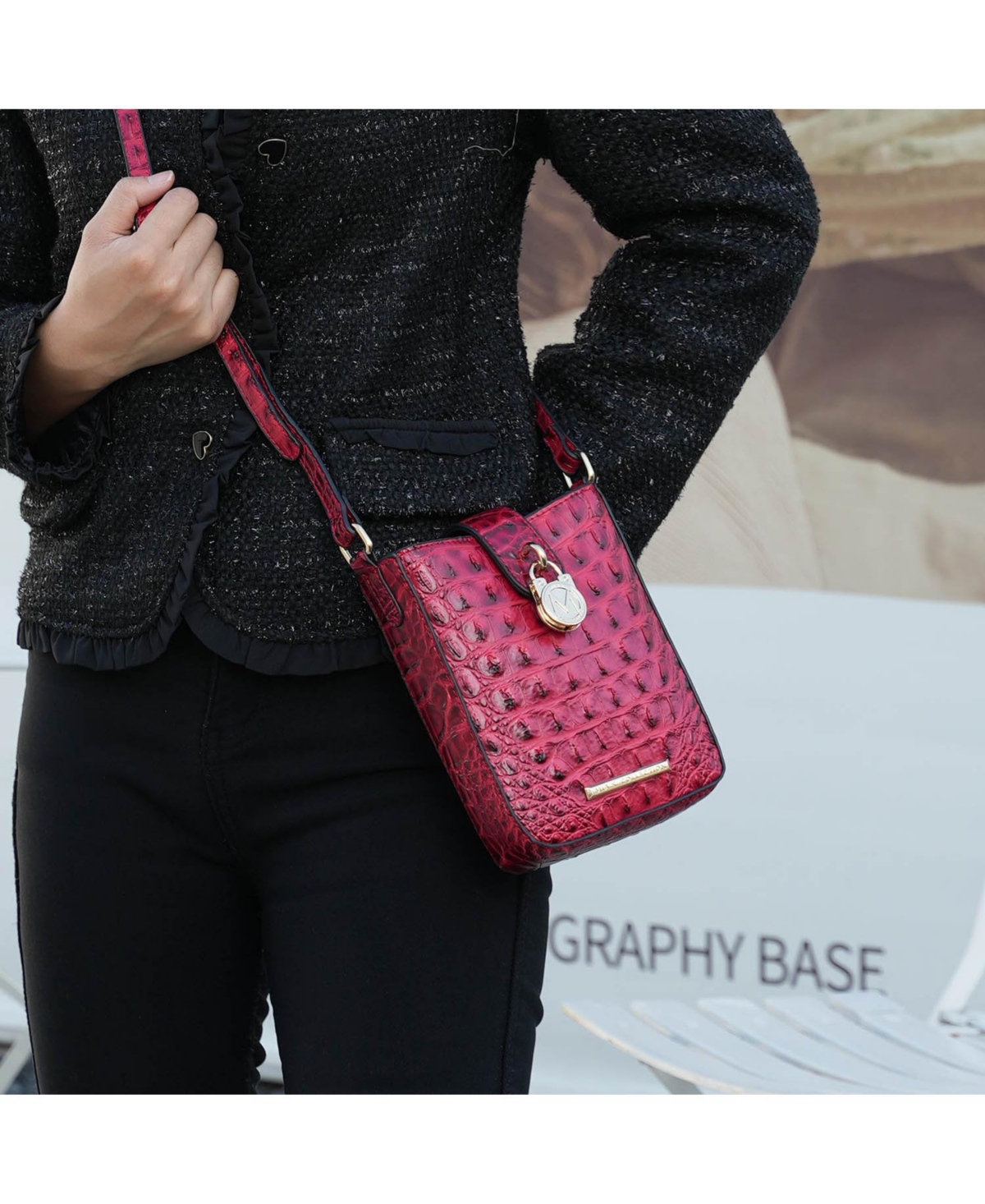 Mkf Collection Avery Faux Crocodile Embossed material Crossbody Bag by Mia K