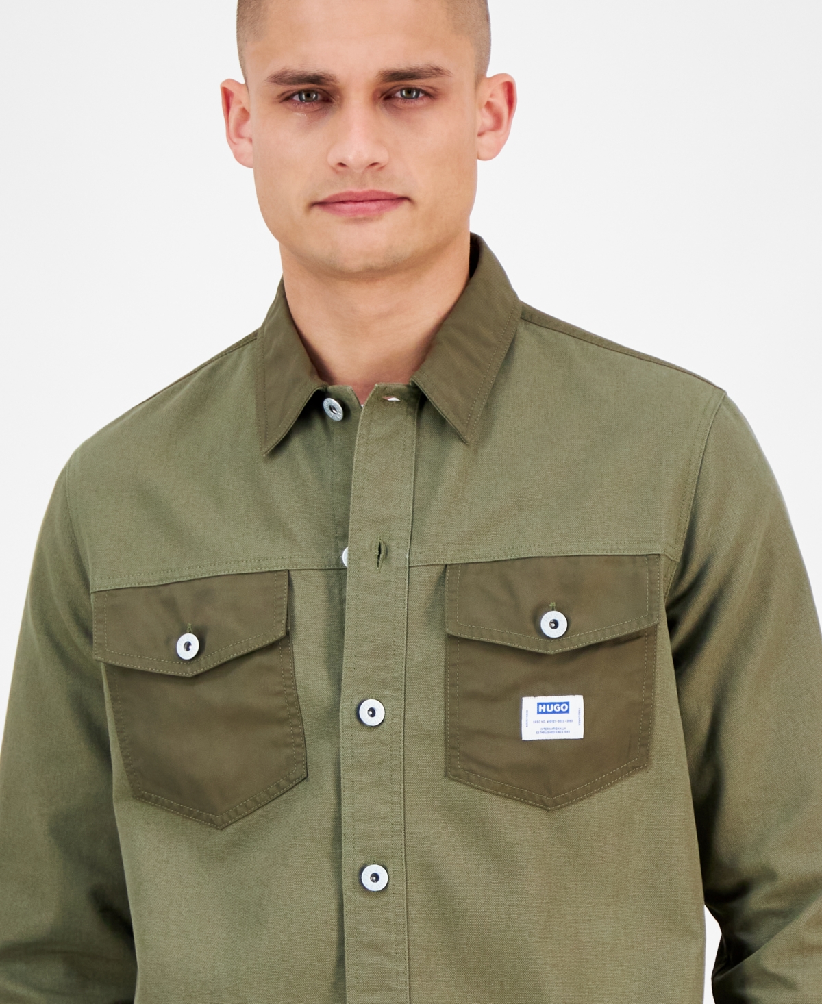 Hugo Boss Men's Ebrido Relaxed Fit Long Sleeve Button-front Overshirt In Green