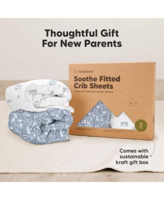 2pk Soothe Fitted Crib Sheets Neutral, Baby Crib Sheets, Fits Standard Nursery Baby Mattress