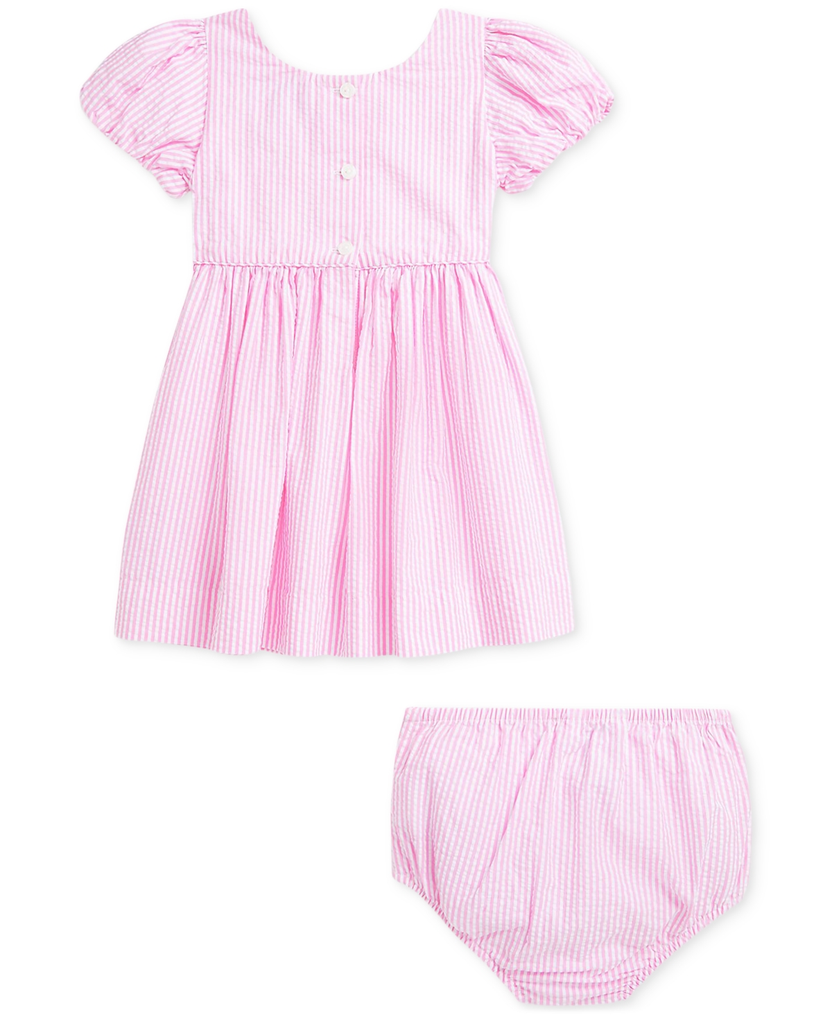 Polo Ralph Lauren Baby Girls Cotton Striped Seersucker Dress In Pink