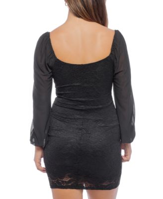 Juniors' Gathered Glitter-Finish Mini Dress