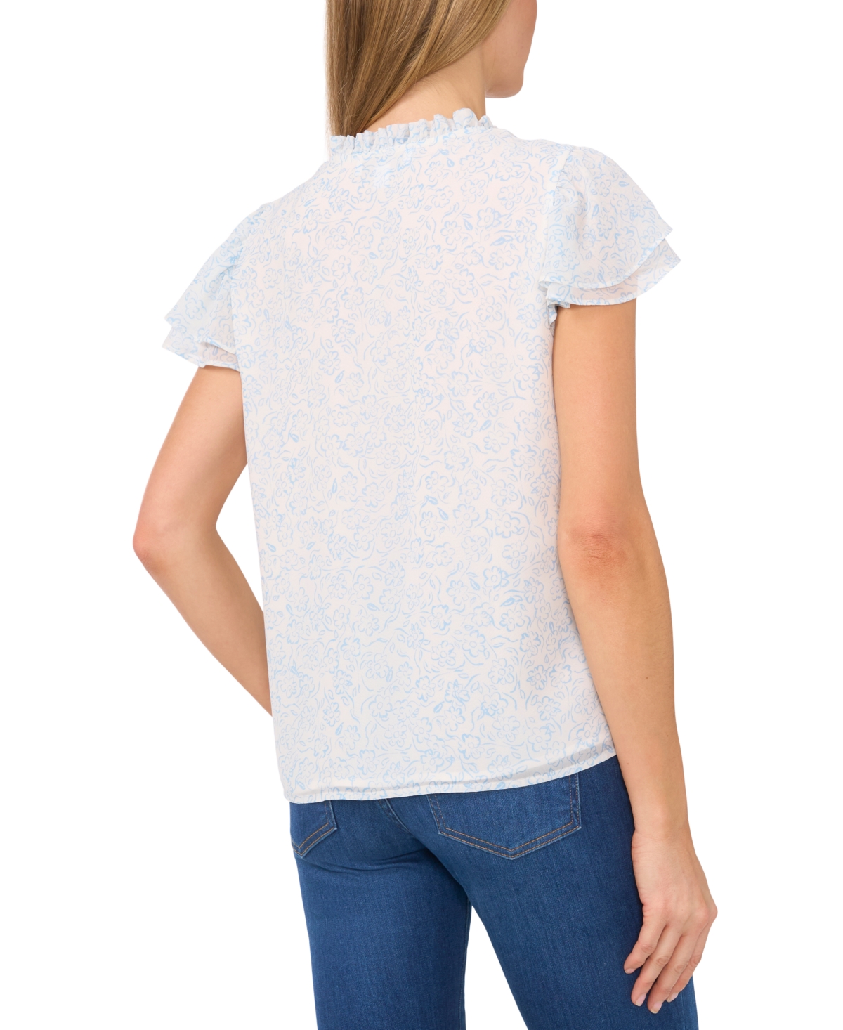 Cece Women's Flutter-sleeve Keyhole-neck Blouse In New Ivory
