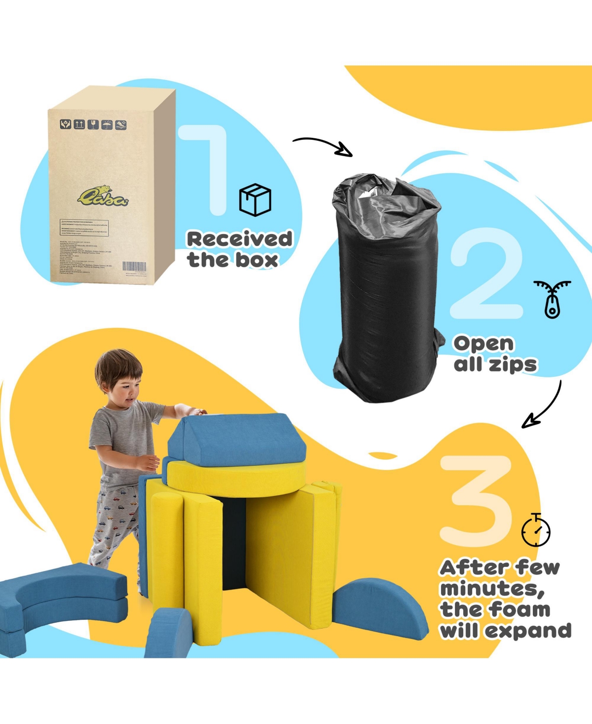 Qaba Kids Foam Climbing Blocks, 14 Pcs Climbing Toys for Toddlers,