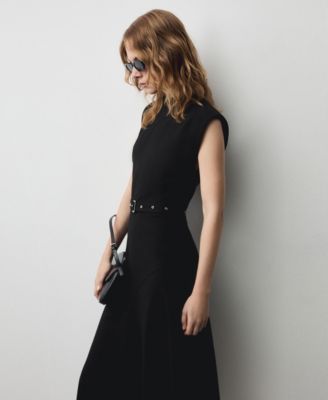 Women's Belt Detail Asymmetrical Dress