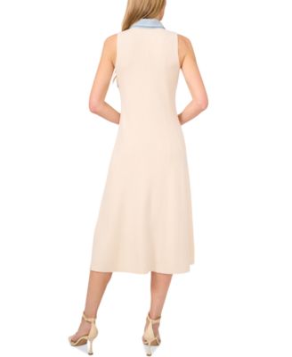 CeCe Women's Denim-Placket Sleeveless Rib-Knit Dress