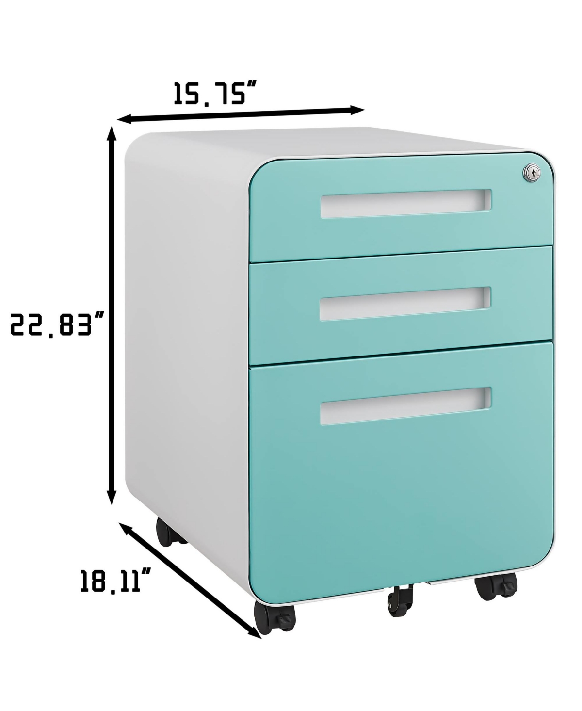 Boyel Living 3 Drawer Mobile File Cabinet Under Desk Office Versatile Storage Cabinet for Legal/Letter/A4 Files, 5 Wheel Design Anti-Tilting - Green W