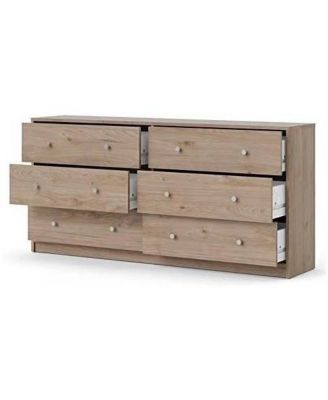 Farmhouse Contemporary 6-Drawer Double Dresser for Bedroom Storage and Rustic Style