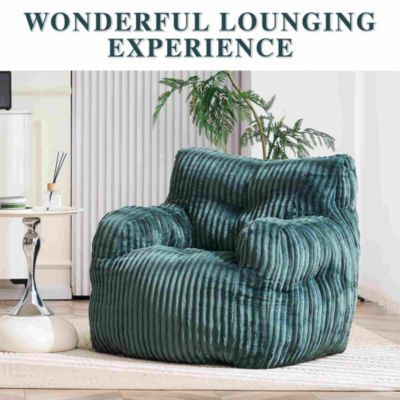 Soft Corduroy Bean Bag Chair with Memory Foam Filling for Living Room