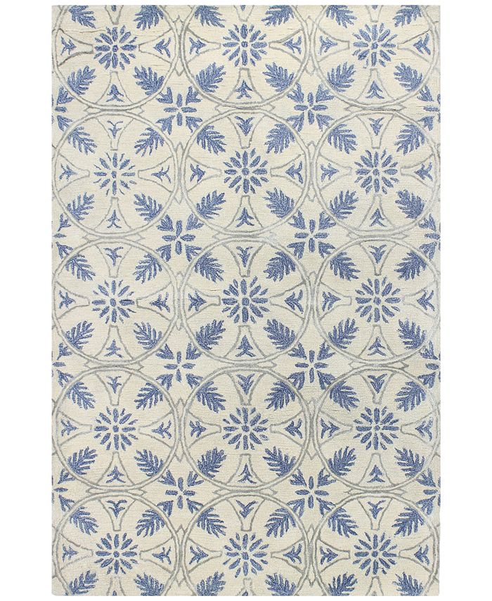 Macy's Fine Rug Gallery Orleans City Park Ivory/Blue 7'9" x 9'9" Area