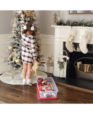 41Qt Clear Plastic Holiday Storage Container with Red Snap Lock Lid, 2 Pk