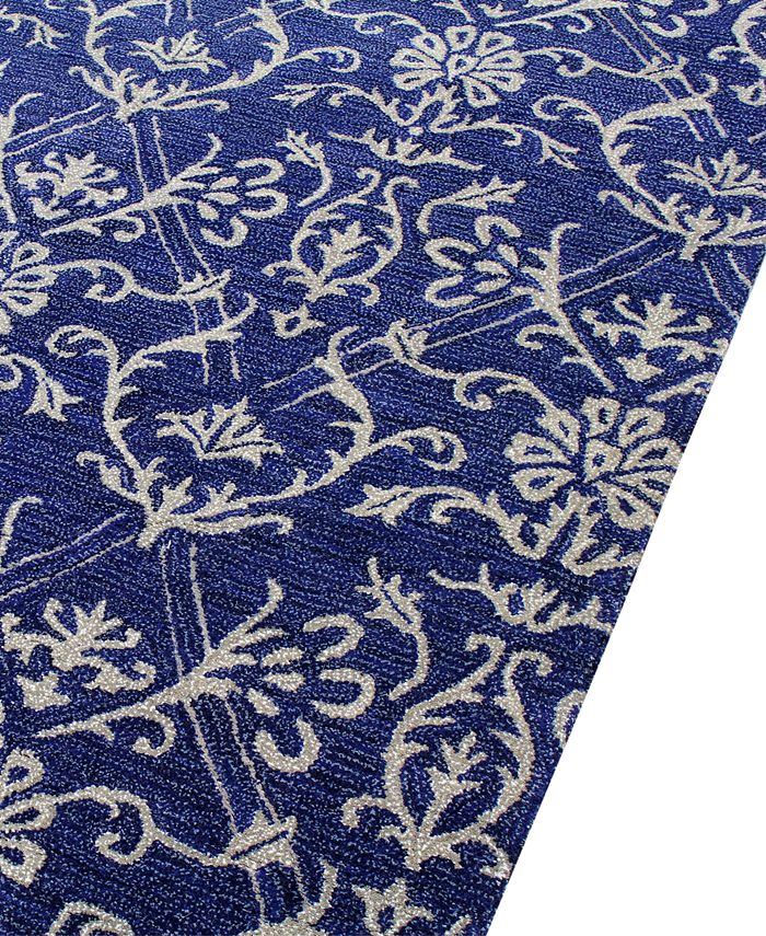 Macy's Fine Rug Gallery Orleans Elysian Navy 2'6" x 8' Runner Rug Macy's