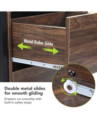 Bookcase, 4-Tier Bookshelf with 2 Drawers, Etagere Standard Book Shelves Display Shelf for Home Office