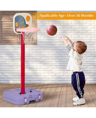 Portable 2 in 1 Kids Basketball Hoop Stand w/ Ring Toss & Storage Box