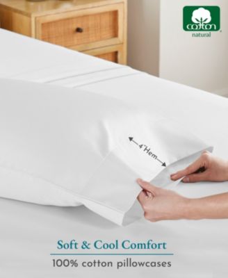 Standard Size 100% Cotton 500 Thread Count Pillowcases, Queen and Standard Size, Soft and Silky, Cool and Smooth by California Design Den