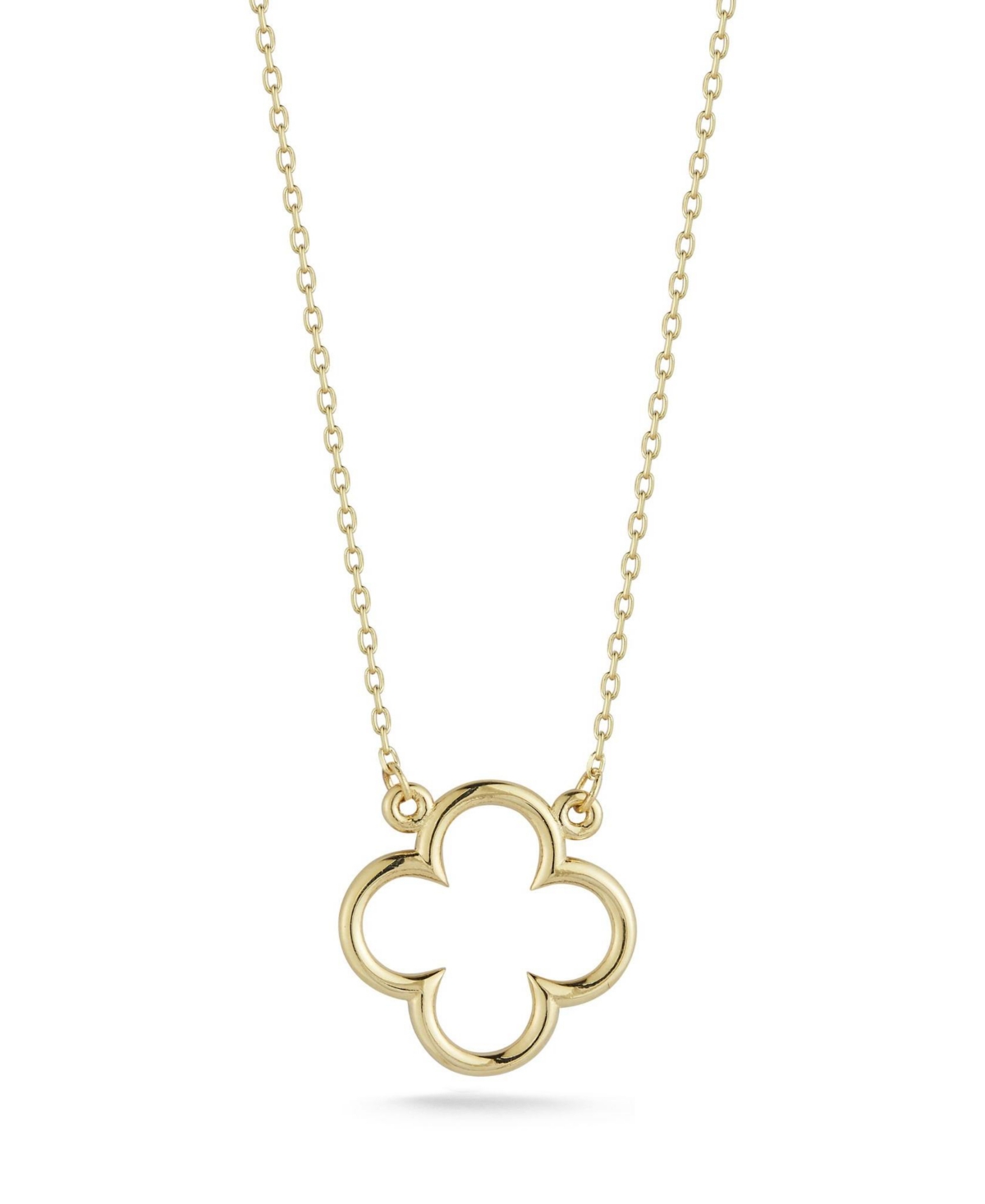 14K Gold Open Clover Pendant Necklace - 14k gold