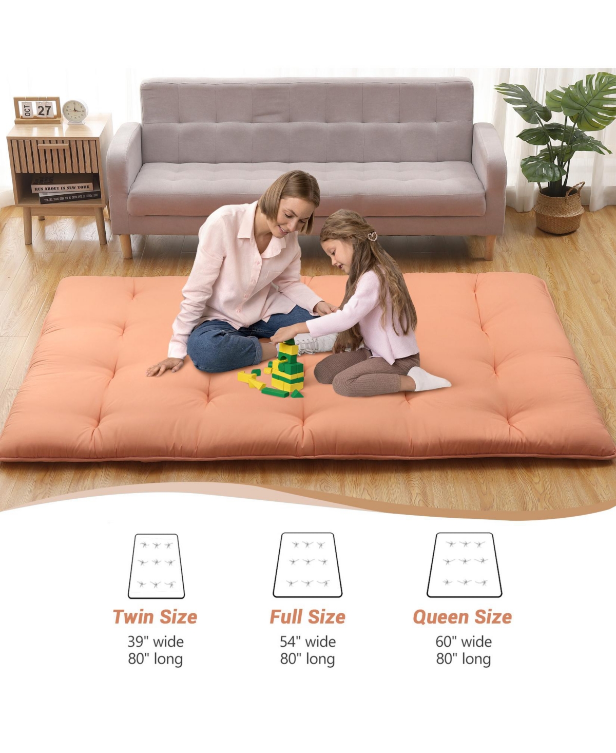 gaomon Japanese Floor Mattress Full, Portable Futon Mattress Thicken Sleeping Mattress, for Camping & Guest Room