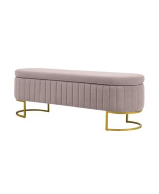 Sara Modern Storage Bench with Metal Legs and Channel Tufted