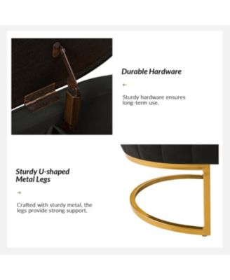 Sara Modern Storage Bench with Metal Legs and Channel Tufted