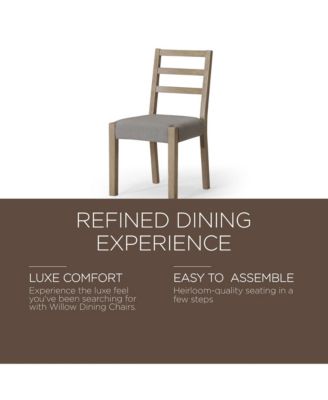 Willow Rustic Dining Chair, Grey with Slate Linen Fabric, Set of 2