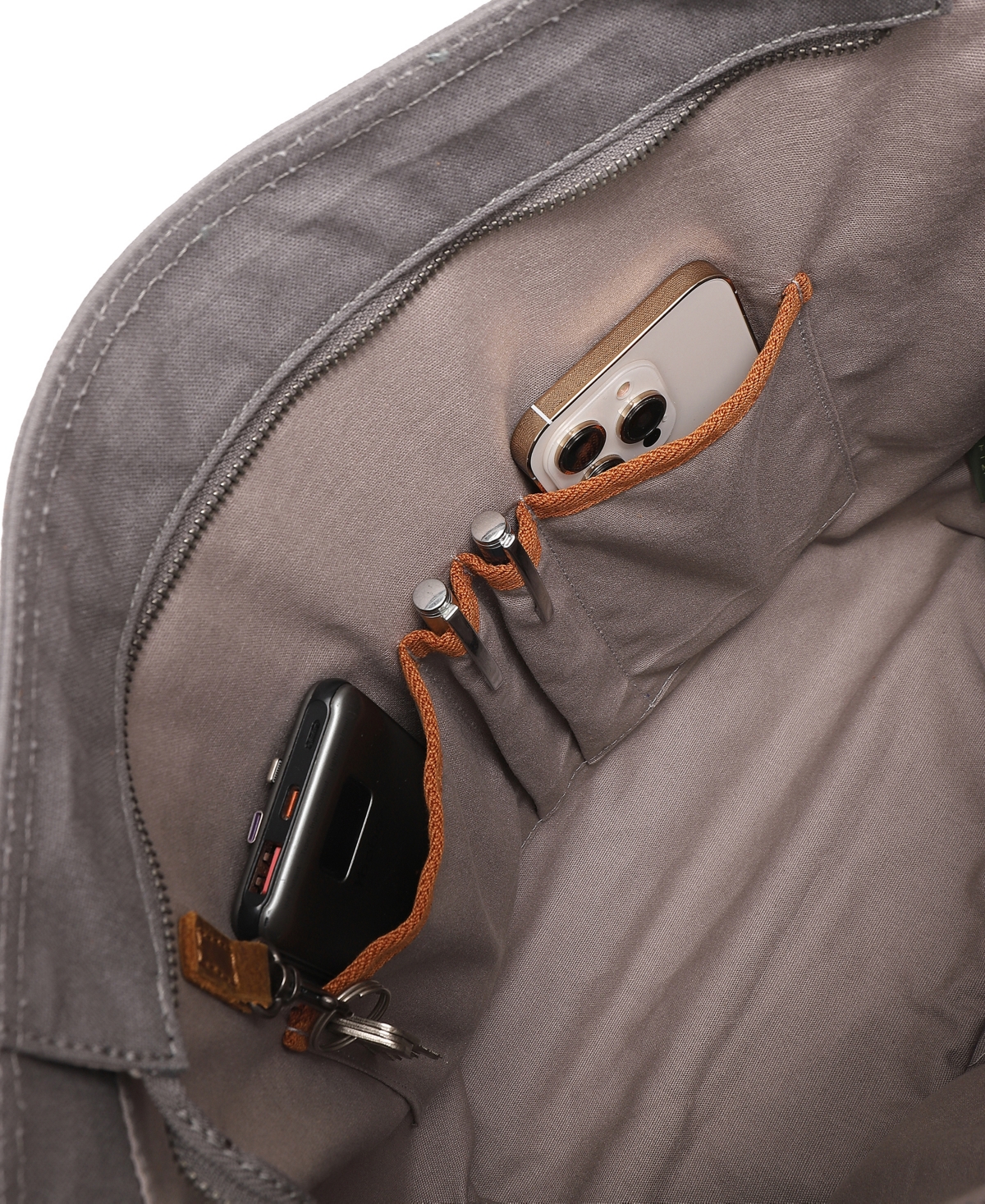 Tsd Brand Valley And Sky Canvas Tote Bag In Gray