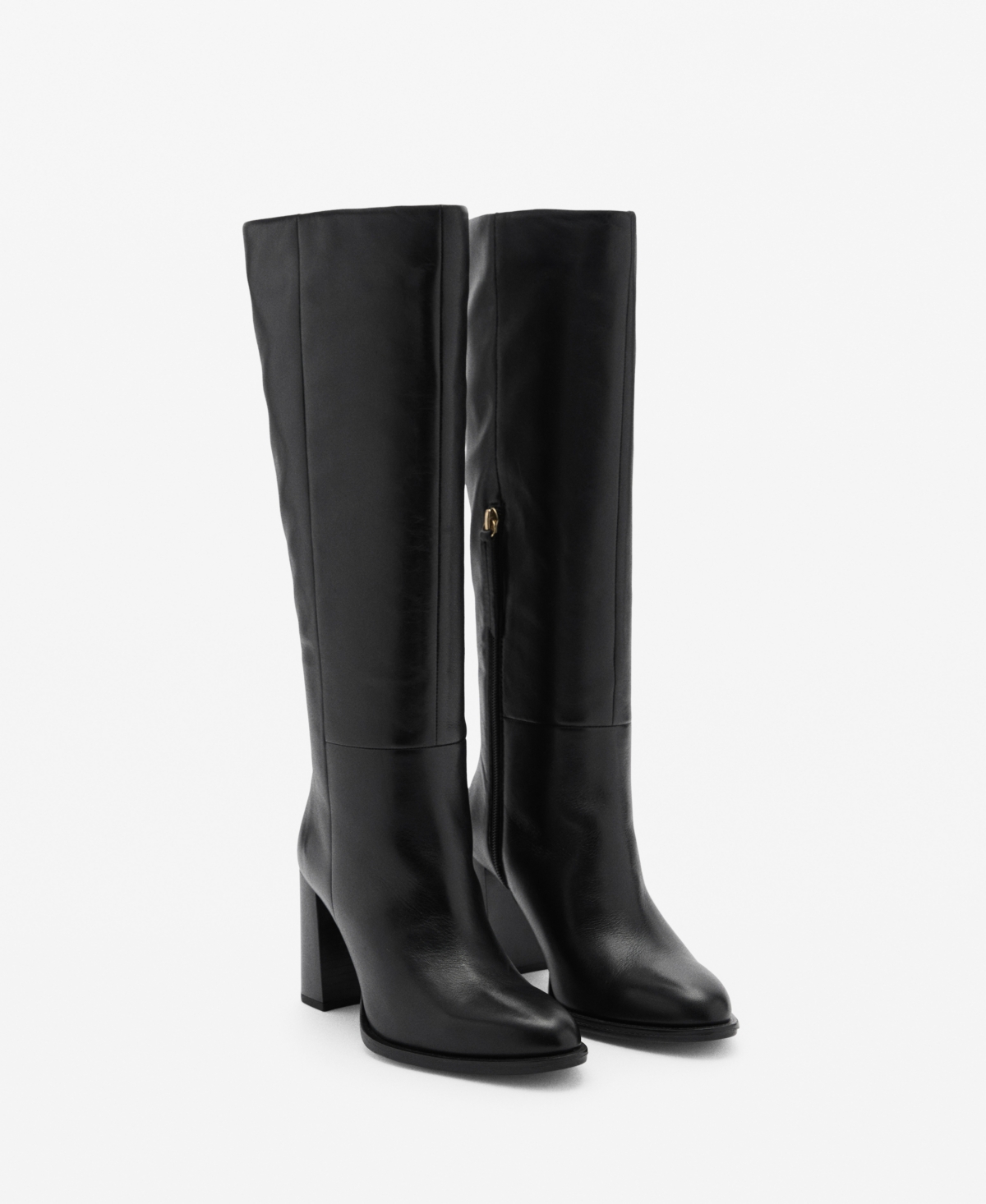 MANGO WOMEN'S HIGH HEEL LEATHER BOOTS 