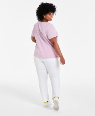 Trendy Plus Size Perfect Tee & Straight-Leg Jeans
