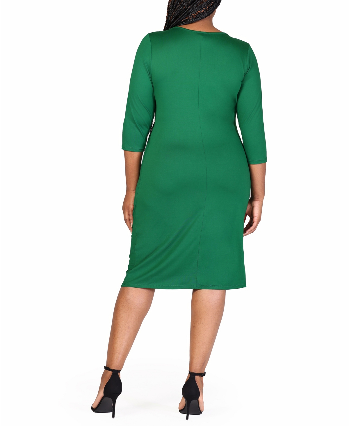 24seven Comfort Apparel Plus Size Wrap Dress In Emerald