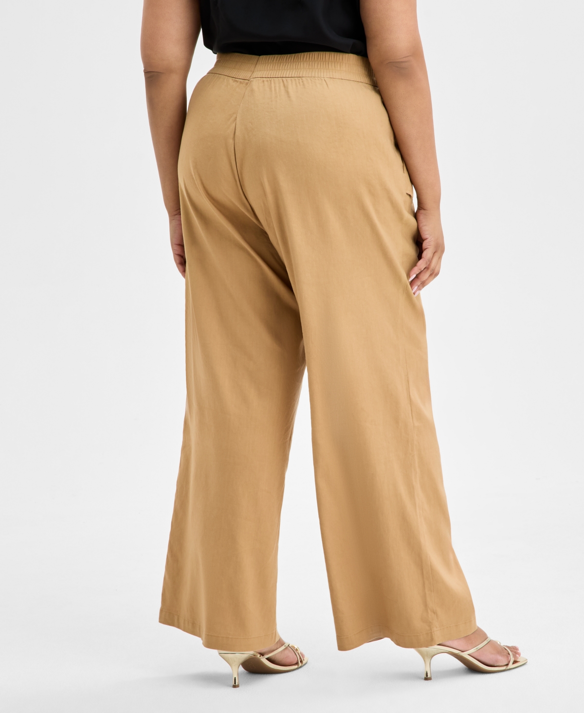 Inc International Concepts Plus Size Pull-on Wide-leg Pants, Exclusively At Macy's In Warm Toffee