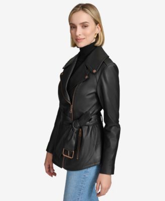 Women's Delphine Belted Leather Jacket
