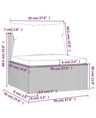 Garden Lounge Set Black PE rattan, powder-coated steel, plastic