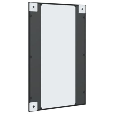 Wall Mirror Black Glass, Powder-coated iron 19.7 x 31.5 in