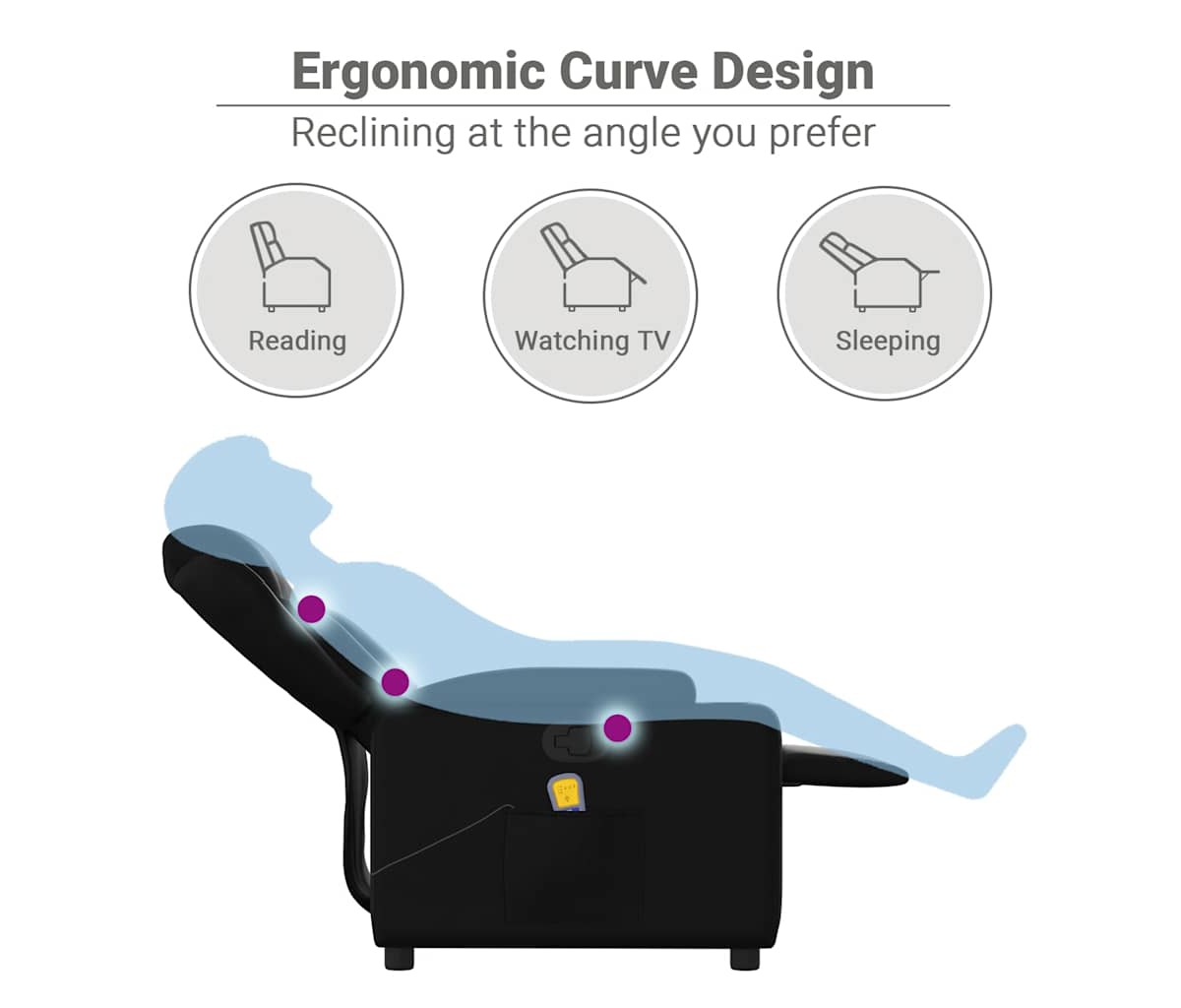 Massage Recliner Chair Black Faux Leather