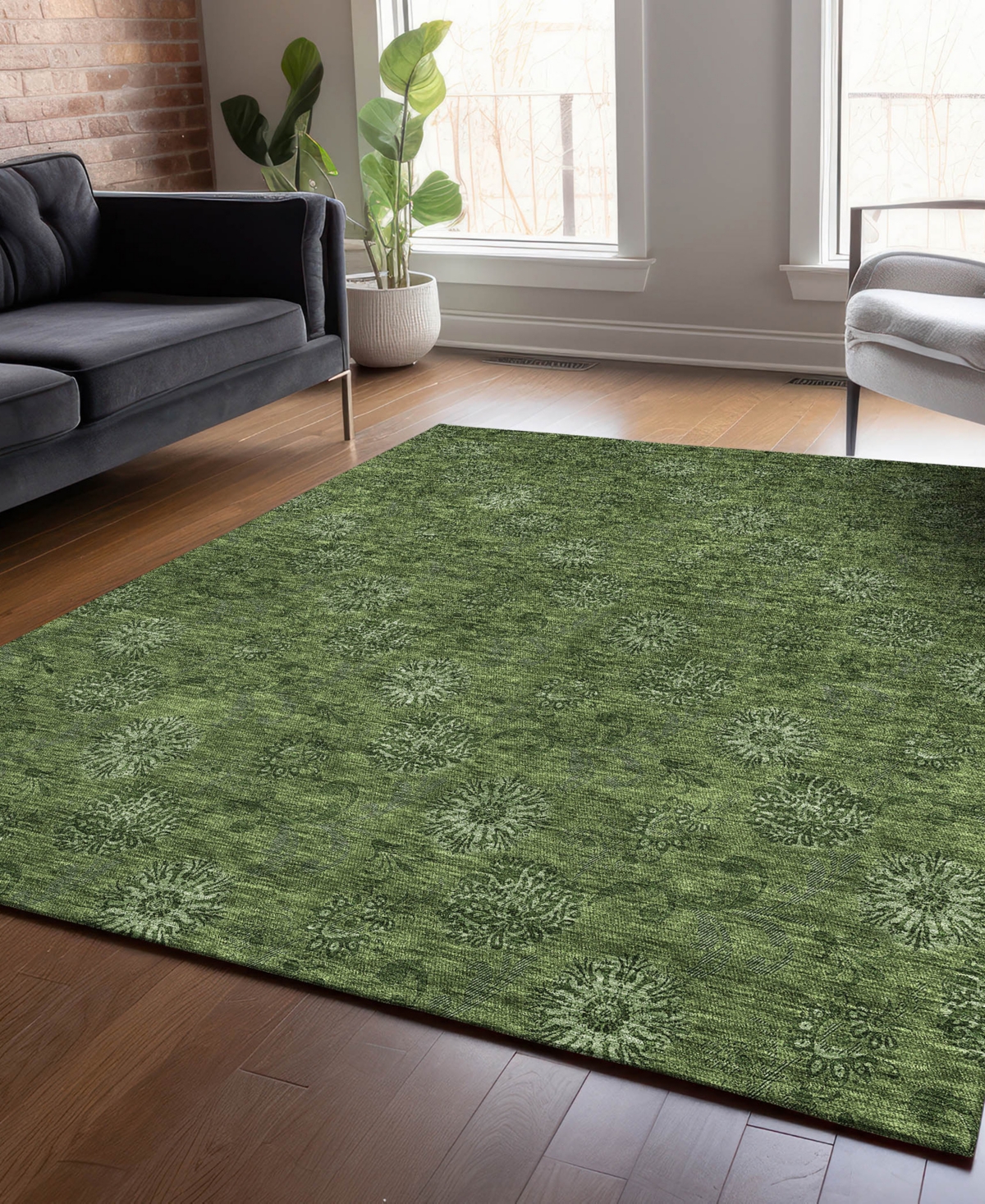 Addison Chantille Machine Washable Acn788 2'6''x3'10'' Area Rug In Olive