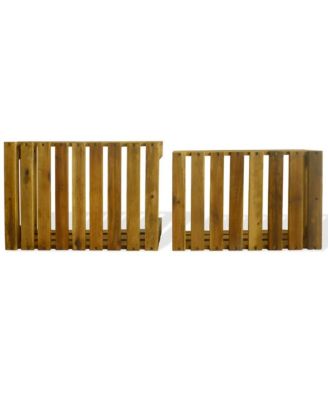 Apple Crate Set 2 Pieces Solid Acacia Wood