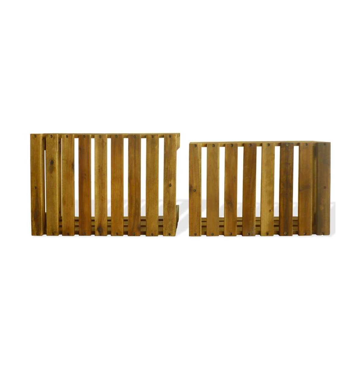 Apple Crate Set 2 Pieces Solid Acacia Wood