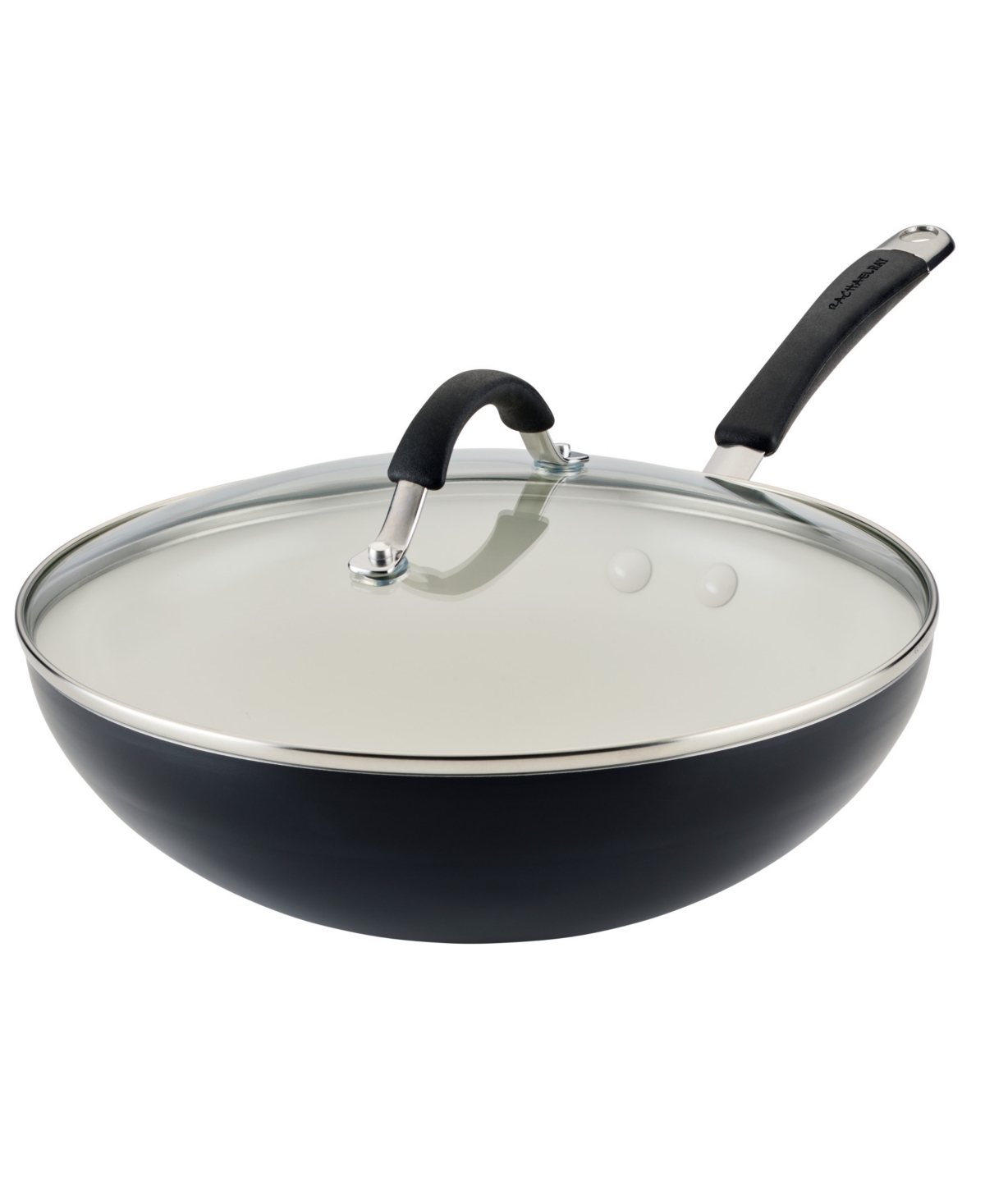 Rachael Ray Cucina Ceramic 11in Nonstick Stir Fry Pan With Lid In Peppercorn