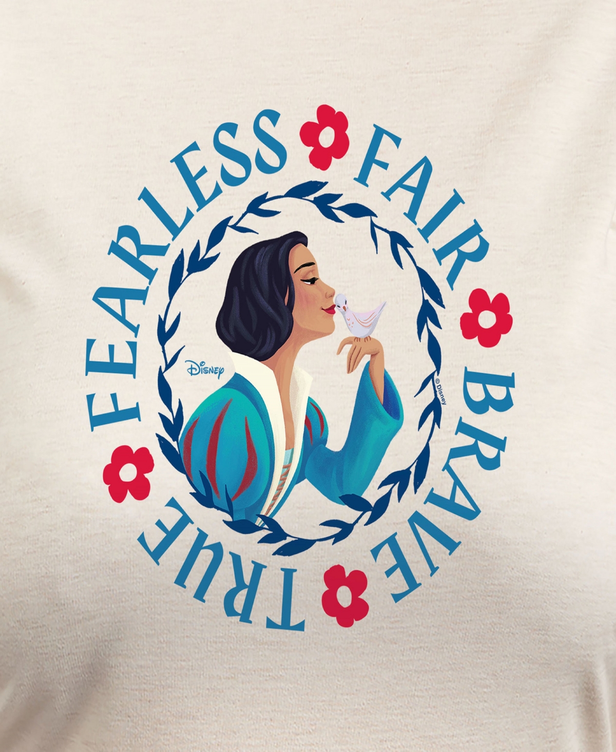 Hybrid Apparel Plus Size Disney Snow White Fearless Fair Brave True Graphic Crew Neck Top In White