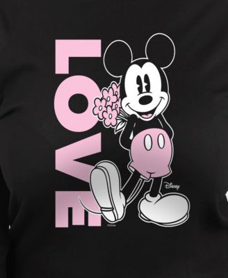 Plus Size Disney Mickey Valentines Day Love Graphic Crew Neck Top