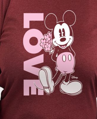 Plus Size Disney Mickey Valentines Day Love Graphic Crew Neck Top