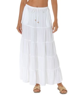 Women's Draw-Waist Tiered Skirt Cover-Up