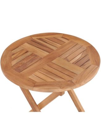 Folding Patio Table 17.7" Solid Teak Wood