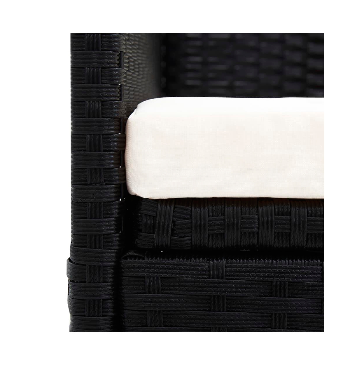 vidaXL Patio Sofa with Canopy Black Poly Rattan