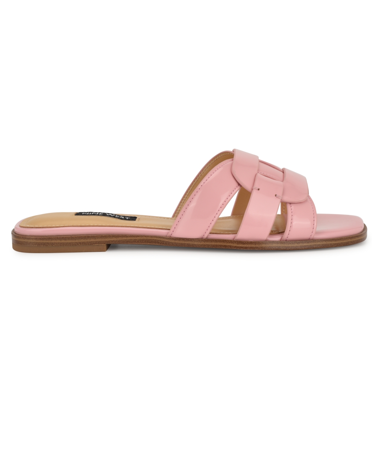 Nine West Glorie Slide Sandal In Light Pink Patent