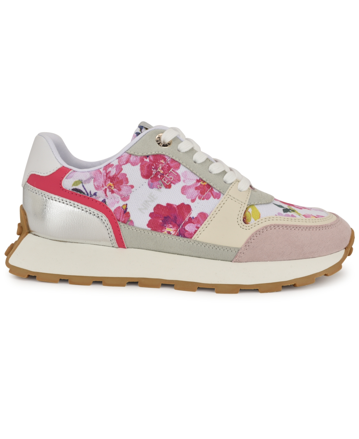 Shop Nine West Women's Kalah Casual Lace-up Sneakers In Pink Tea Party Floral
