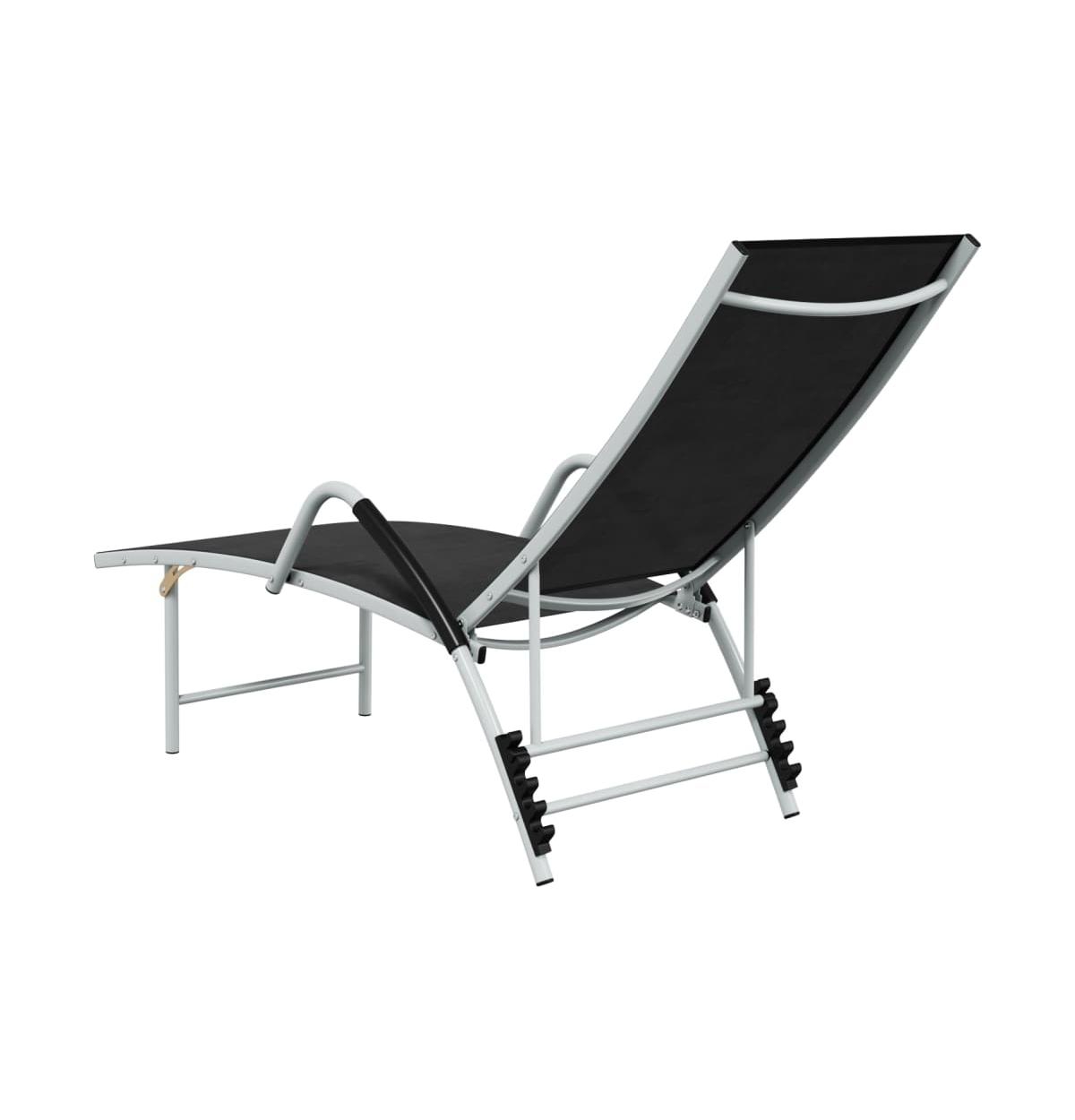 vidaXL Sun Lounger Textilene and Aluminum- Black