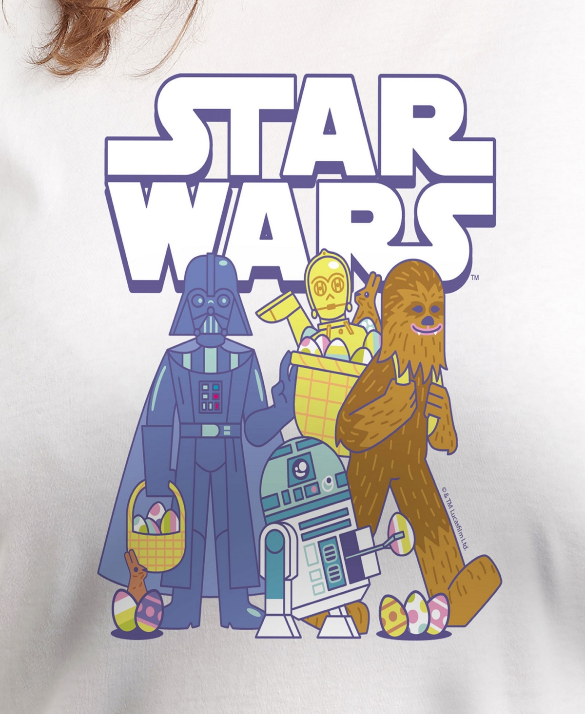 Hybrid Apparel Plus Size Star Wars Easter Graphic Crewneck T-shirt In White