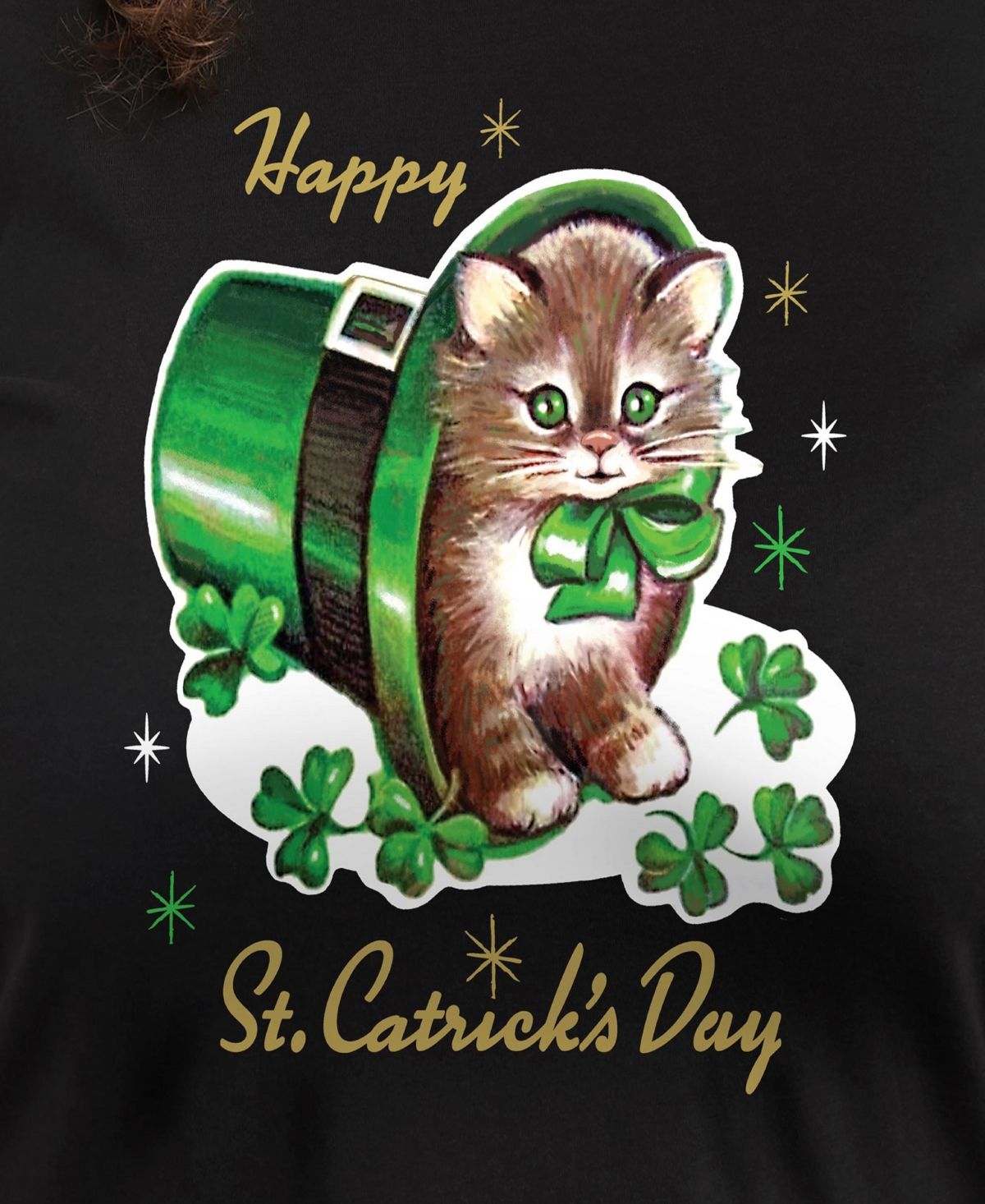 Hybrid Apparel Plus Size Trendy Happy St Catrick's Day Graphic Crew Neck T-shirt In Black